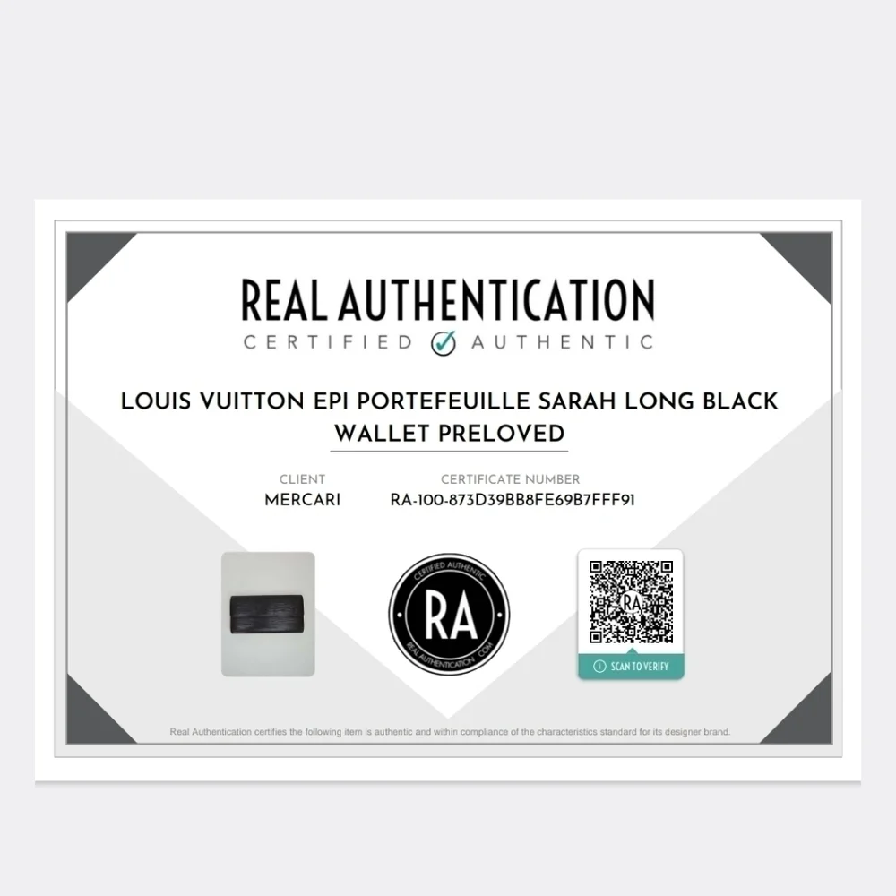 LOUIS VUITTON Epi Portefeuille Sarah Long Black Wallet